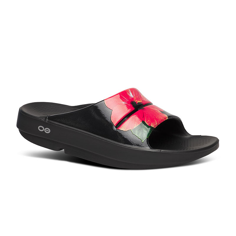 OOFOS WOMEN OOahh Limited - Pop Hibiscus ウーフォス ウーアー リミテッド ポップハイビスカス リカバリーサンダル