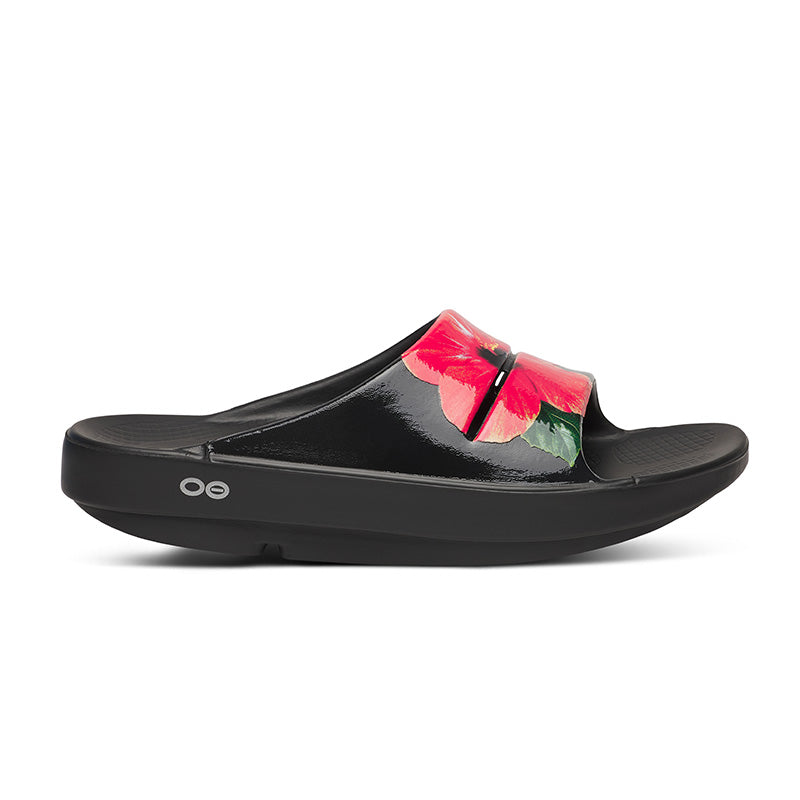 OOFOS WOMEN OOahh Limited - Pop Hibiscus ウーフォス ウーアー リミテッド ポップハイビスカス リカバリーサンダル