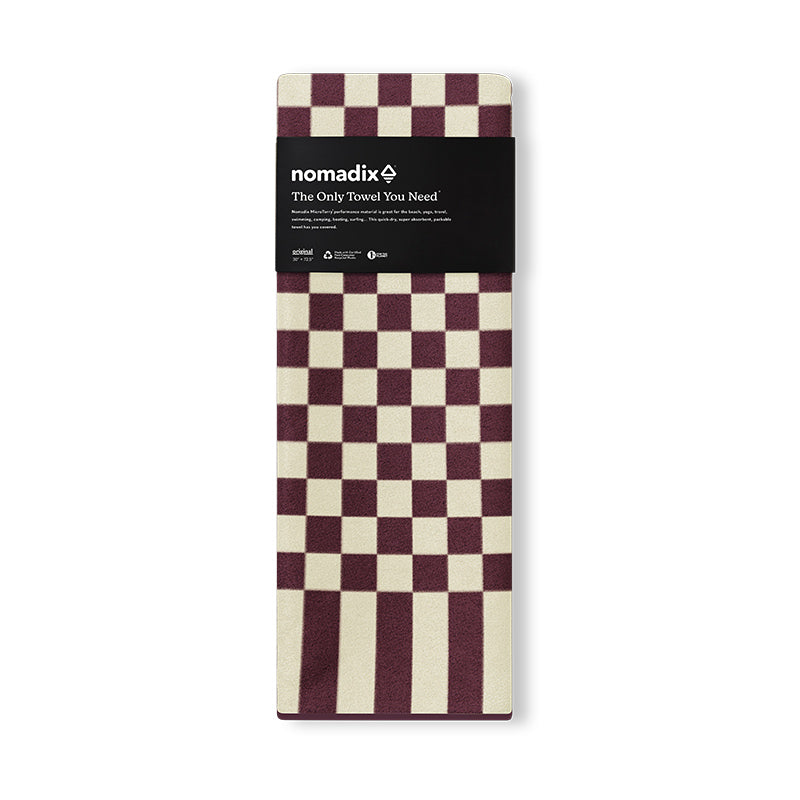 CHECKED OUT BURGUNDY TOWEL