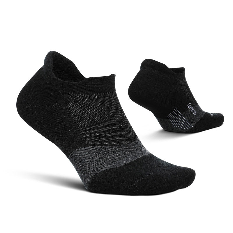 Feetures MERINO 10 MAX CUSHION NO SHOW TAB - Charcoal フィーチャーズ アンクル丈 ランニングソックス チャコール