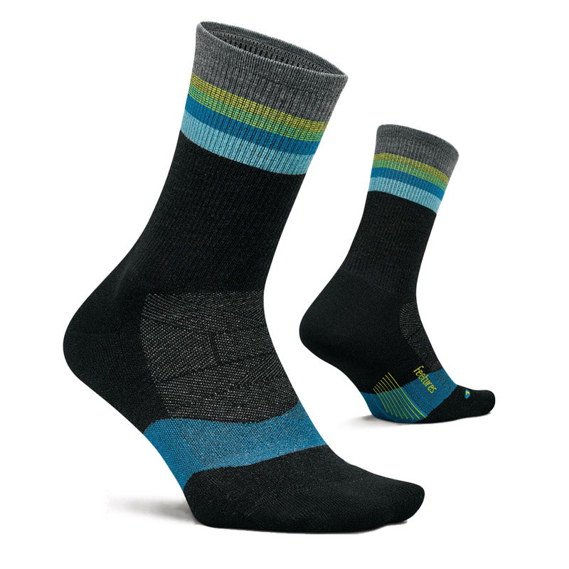 Feetures MERINO 10 MAX CUSHION MINI CREW - Luminous Black フィーチャーズ クルー丈 ランニングソックス ルミナスブラック