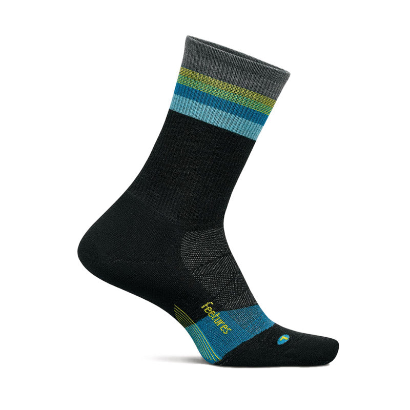 Feetures MERINO 10 MAX CUSHION MINI CREW - Luminous Black フィーチャーズ クルー丈 ランニングソックス ルミナスブラック