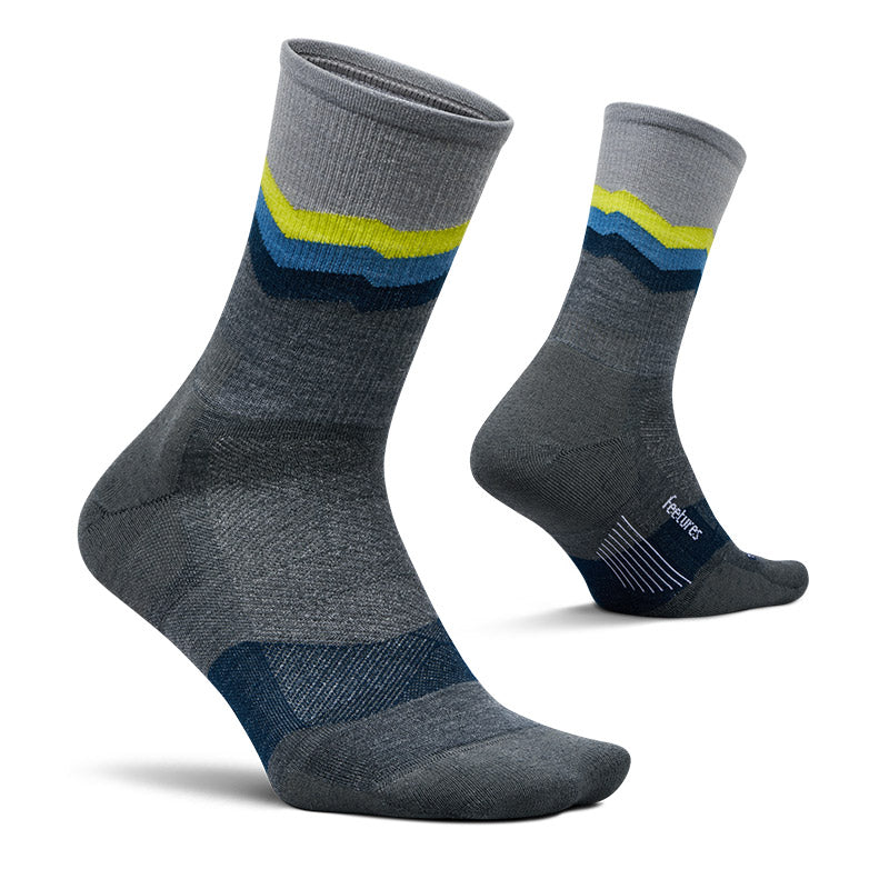 Feetures MERINO 10 MAX CUSHION MINI CREW - Switchback Gray フィーチャーズ クルー丈 ランニングソックス スウィッチバックグレー